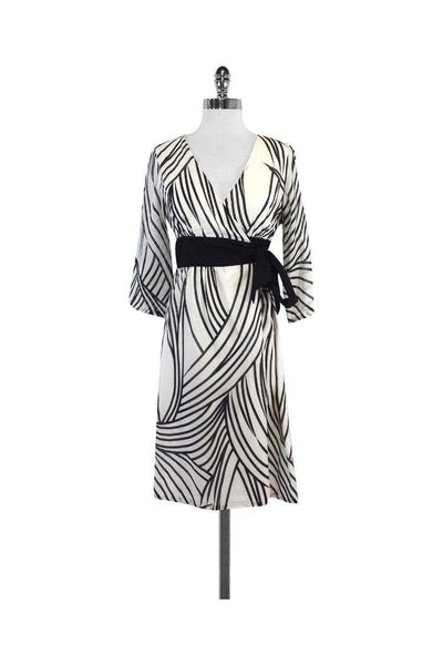 Current Boutique-Tibi - Black & White Striped Wrap Dress Sz 6