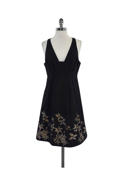 Current Boutique-Tibi - Black & Taupe Floral Print Dress Sz 8