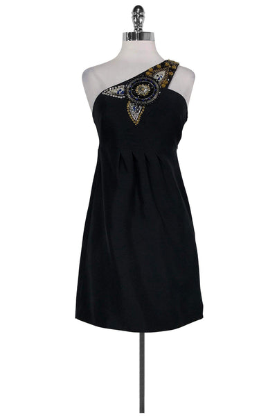 Current Boutique-Tibi - Black One-Shoulder Embellished Dress Sz S