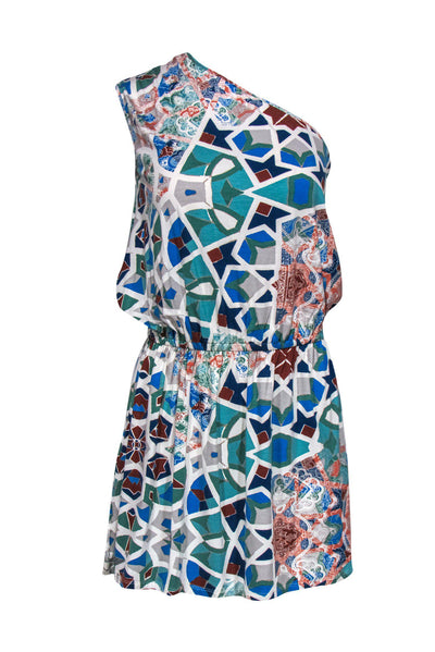 Current Boutique-Tibi - Multicolor Mosaic Print One-Shoulder Dress Sz XS