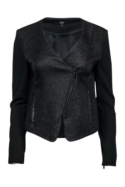 Current Boutique-Tibi - Black Woven Moto-Style Jacket Sz 2