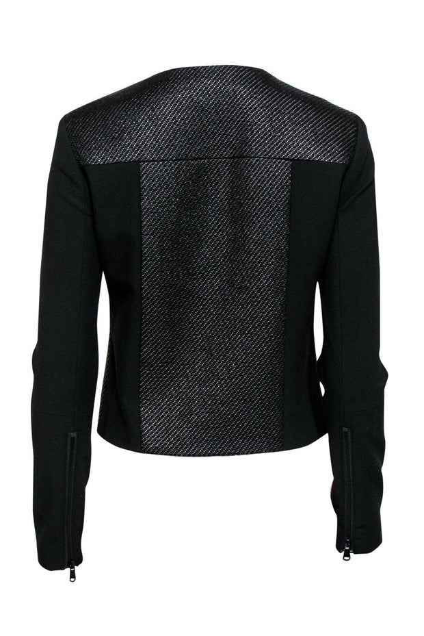 Current Boutique-Tibi - Black Woven Moto-Style Jacket Sz 2