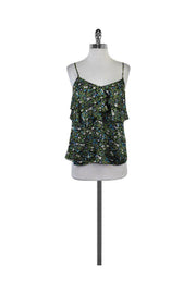 Current Boutique-Tibi - Multicolor Floral Print Silk Spaghetti Strap Top Sz S