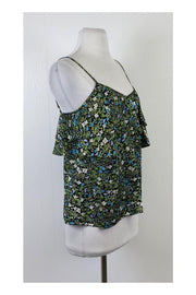 Current Boutique-Tibi - Multicolor Floral Print Silk Spaghetti Strap Top Sz S