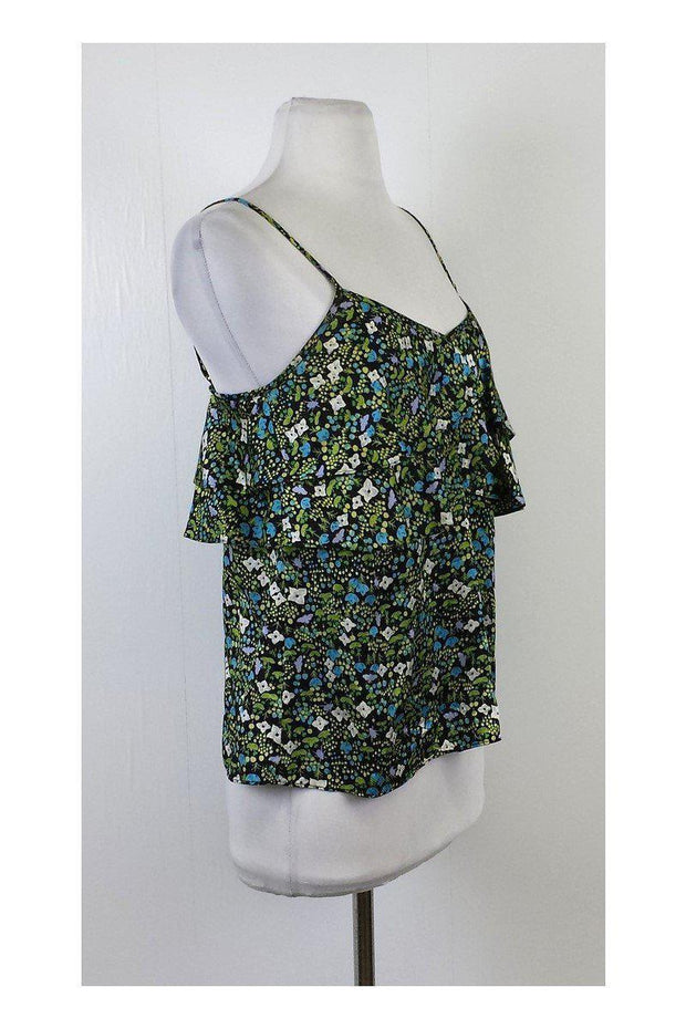 Current Boutique-Tibi - Multicolor Floral Print Silk Spaghetti Strap Top Sz S