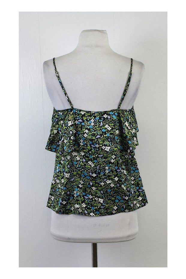Current Boutique-Tibi - Multicolor Floral Print Silk Spaghetti Strap Top Sz S