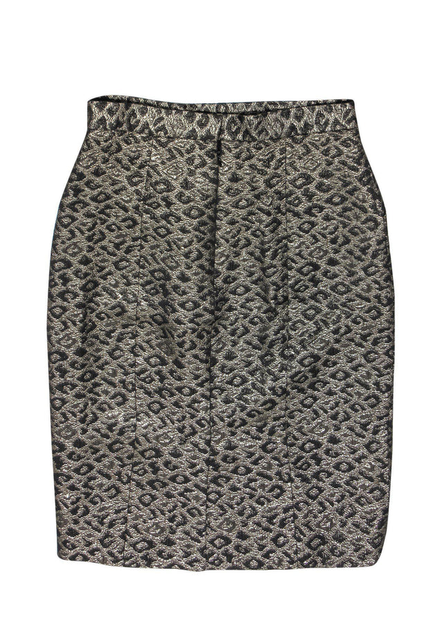 Current Boutique-Tibi - Black Metallic Leopard Brocade Skirt Sz 10
