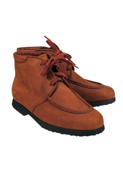 Current Boutique-Tod's - Brown Soft Leather Lace-Up Booties Sz 5.5