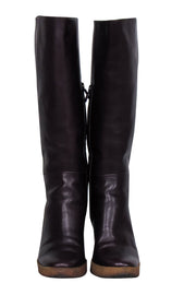 Current Boutique-Tod's - Deep Plum Smooth Leather Boots w/ Block Heel Sz 7