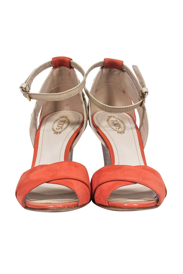 Current Boutique-Tod's - Orange Suede Wooden Heels Wedges Sz 8.5