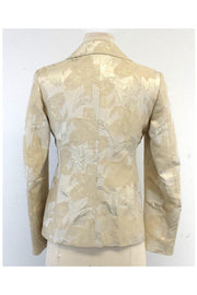 Current Boutique-Tombolini - Cream & Gold Leaf Print Suit Jacket Sz 4