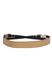 Current Boutique-Tory Burch - Tan, Beige & Light Brown Colorblocked Double Buckle Belt Sz XXS