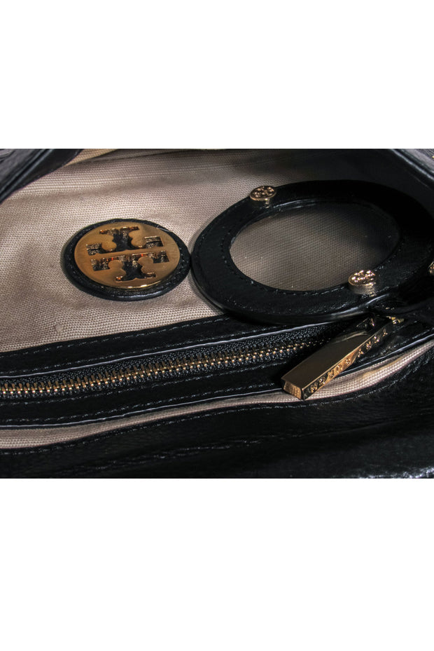 Current Boutique-Tory Burch - Black Leather w/ Gold Chain Crossbody Clutch