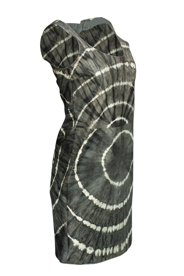 Current Boutique-Tory Burch - Greystone Leather Shawna Tie-dye Night Out Dress Sz 2