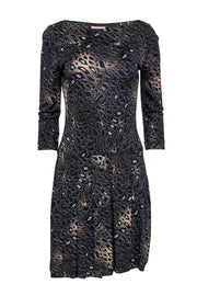 Current Boutique-Tory Burch - Brown & Navy Cheetah Print Drop Waist Dress Sz S
