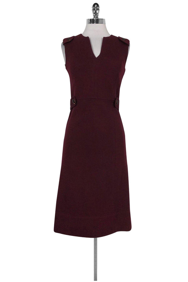Current Boutique-Tory Burch - Burgundy Notch Neck Dress Sz XS
