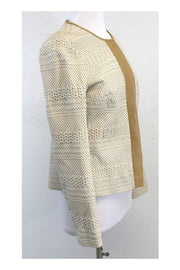 Current Boutique-Tory Burch - Ivory & Tan Leather Perforated Jacket Sz 8