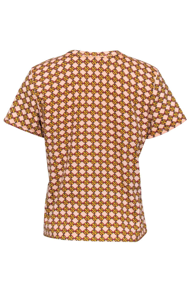Current Boutique-Tory Burch - Pink w/ Multicolor Log Print T-Shirt Sz L