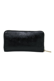 Current Boutique-Tory Burch - Black Zip Around Wallet w/ Gold Logo