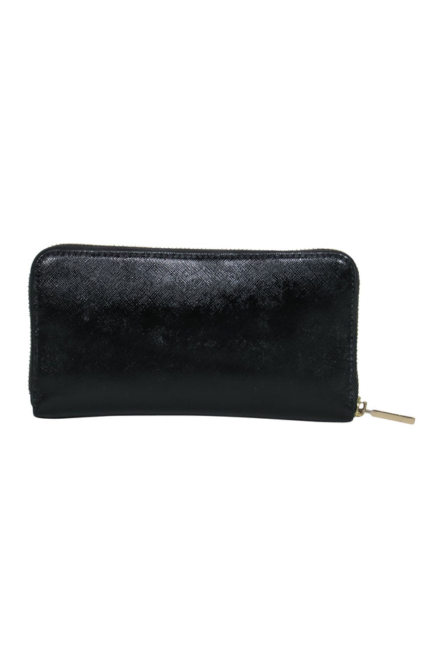 Current Boutique-Tory Burch - Black Zip Around Wallet w/ Gold Logo