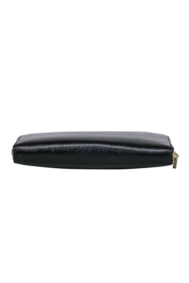 Current Boutique-Tory Burch - Black Zip Around Wallet w/ Gold Logo