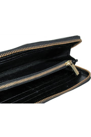 Current Boutique-Tory Burch - Black Zip Around Wallet w/ Gold Logo
