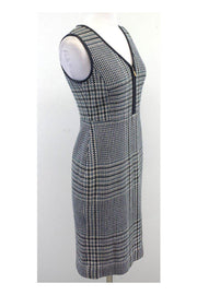 Current Boutique-Tory Burch - Green & Cream Houndstooth Leather Trim Dress Sz 2