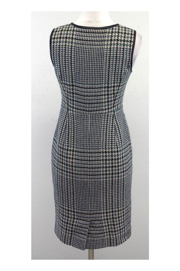 Current Boutique-Tory Burch - Green & Cream Houndstooth Leather Trim Dress Sz 2