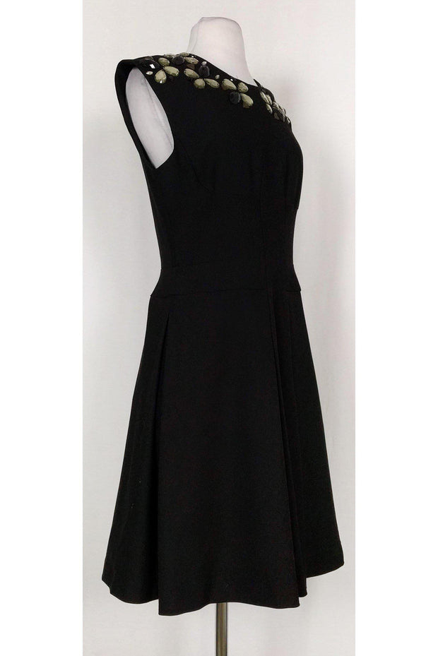 Current Boutique-Tracy Reese - Black Jeweled Flared Dress Sz 8