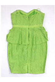 Current Boutique-Tracy Reese - Jasmine Green Linen Strapless Peplum Dress Sz 8