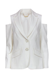 Current Boutique-Trina Turk - White Button-Up Blazer w/ Cold Shoulder Cutouts Sz 6