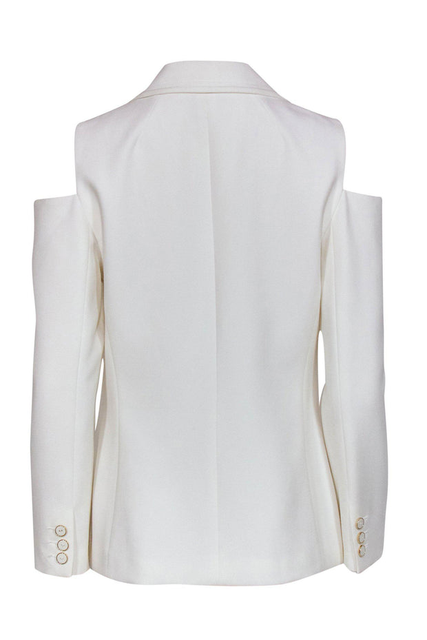 Current Boutique-Trina Turk - White Button-Up Blazer w/ Cold Shoulder Cutouts Sz 6