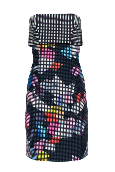 Current Boutique-Trina Turk - Black, White, & Multicolored Geometric Pattern Strapless Dress Sz 0