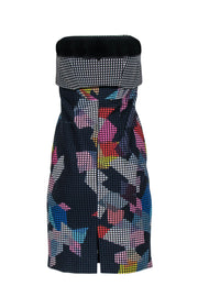 Current Boutique-Trina Turk - Black, White, & Multicolored Geometric Pattern Strapless Dress Sz 0