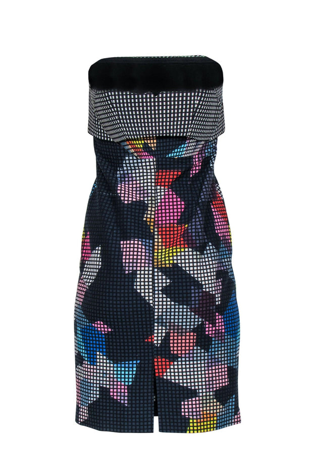 Current Boutique-Trina Turk - Black, White, & Multicolored Geometric Pattern Strapless Dress Sz 0