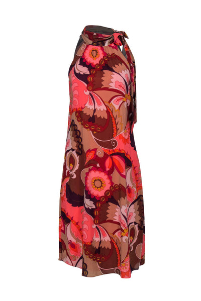Current Boutique-Trina Turk - Multicolored Paisley Printed Tie Neck Shift Dress Sz 0