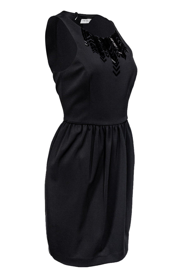 Current Boutique-Trina Turk - Black Dress w/ Chevron Beading Sz 4