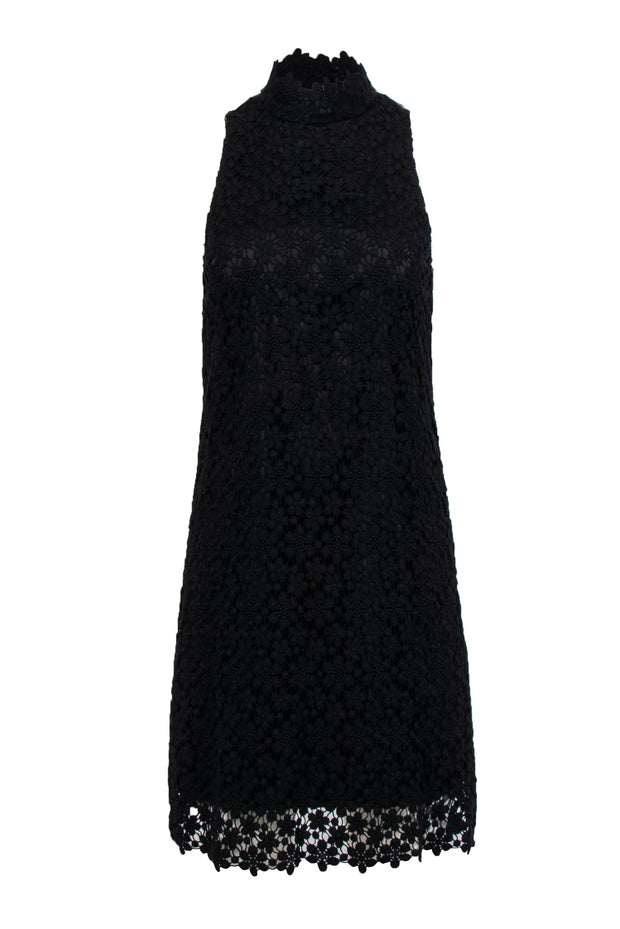 Current Boutique-Trina Turk - Black Floral Lace Sleeveless Shift Dress Sz 4