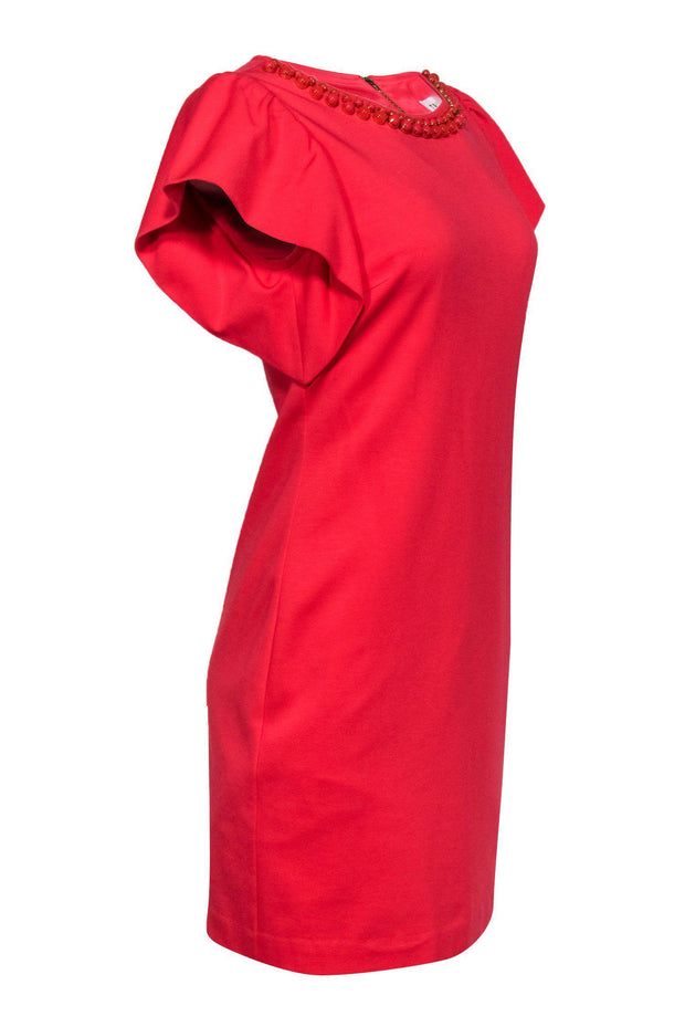 Current Boutique-Trina Turk - Coral Flutter Sleeve w/ Jeweled Neckline Sz 4