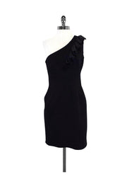 Current Boutique-Trina Turk - Black Ruffle One Shoulder Dress Sz 6