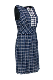 Current Boutique-Trina Turk - Blue & White Plaid Tweed Shift Dress Sz 10