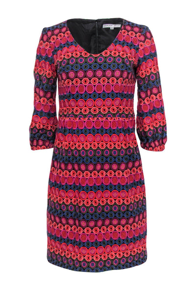 Current Boutique-Trina Turk - Multicolored Eyelet Crochet Shift Dress Sz 4