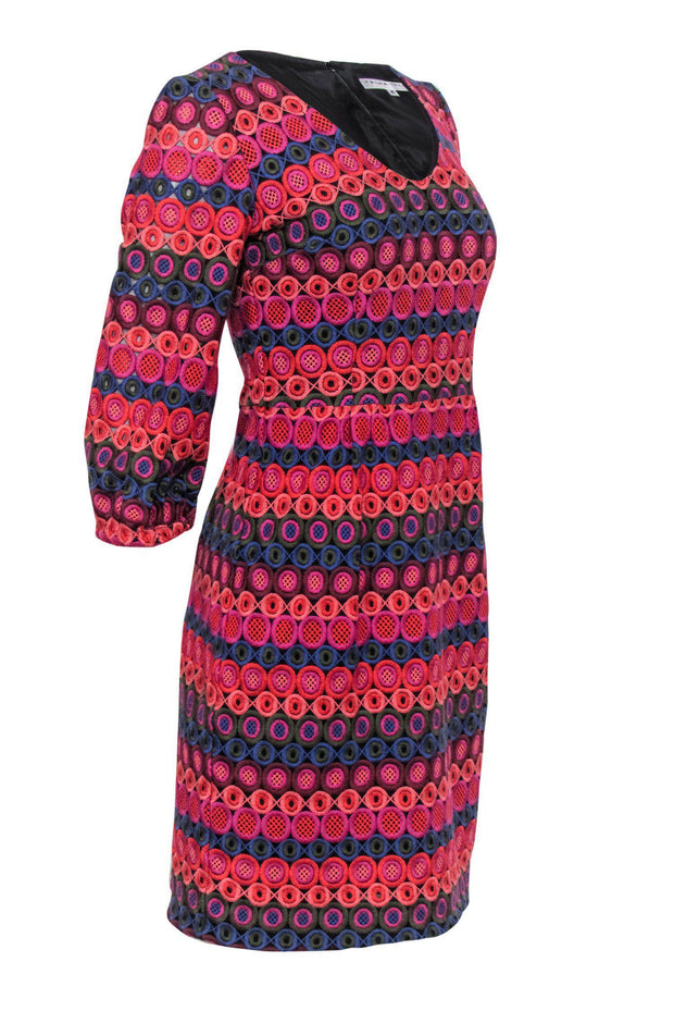 Current Boutique-Trina Turk - Multicolored Eyelet Crochet Shift Dress Sz 4