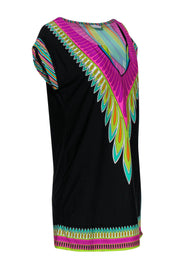 Current Boutique-Trina Turk - Black & Multicolor Printed Notch Neck Shift Dress Sz XS