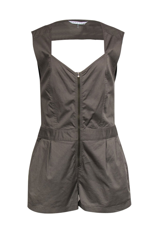 Current Boutique-Trina Turk - Olive Green Utilitarian Romper Sz 12