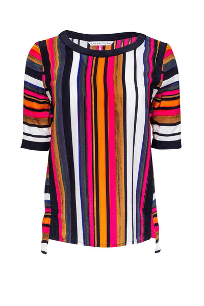 Current Boutique-Trina Turk - Multicolor Striped Silk Top Sz P
