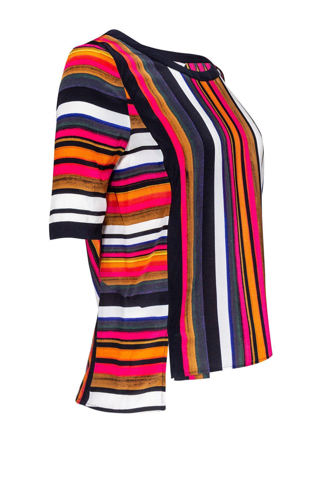Current Boutique-Trina Turk - Multicolor Striped Silk Top Sz P