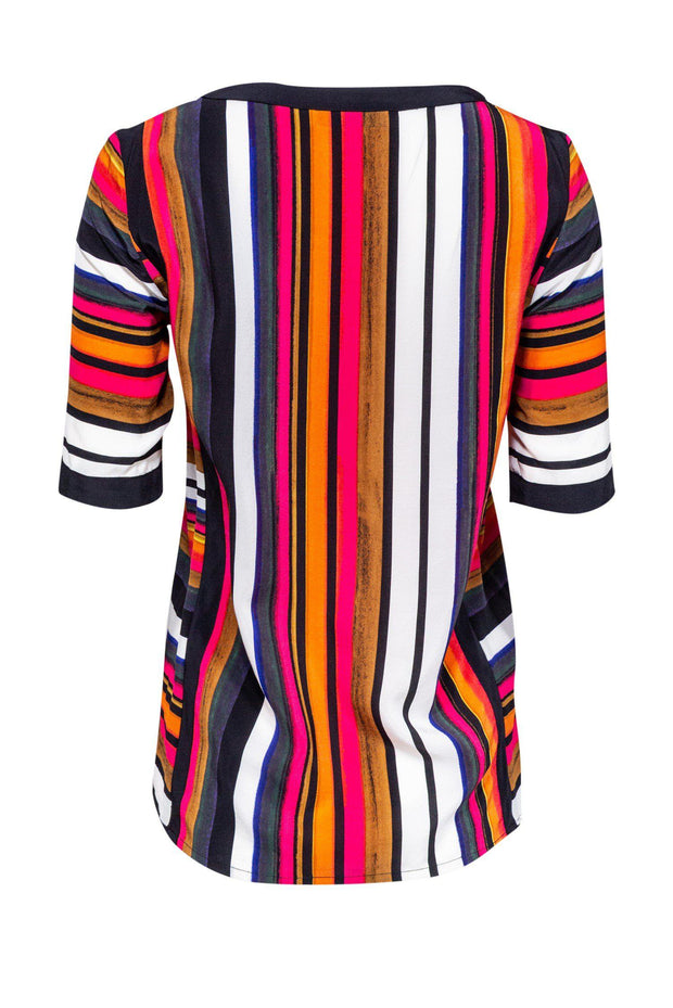 Current Boutique-Trina Turk - Multicolor Striped Silk Top Sz P