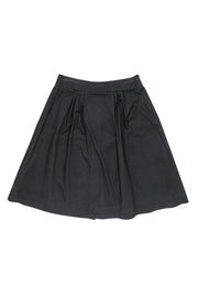 Current Boutique-Trina Turk - Black Pleated Button-Up A-Line Skirt Sz S