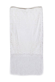 Current Boutique-Trina Turk - White Crochet Fringe Hem Midi Skirt Sz S